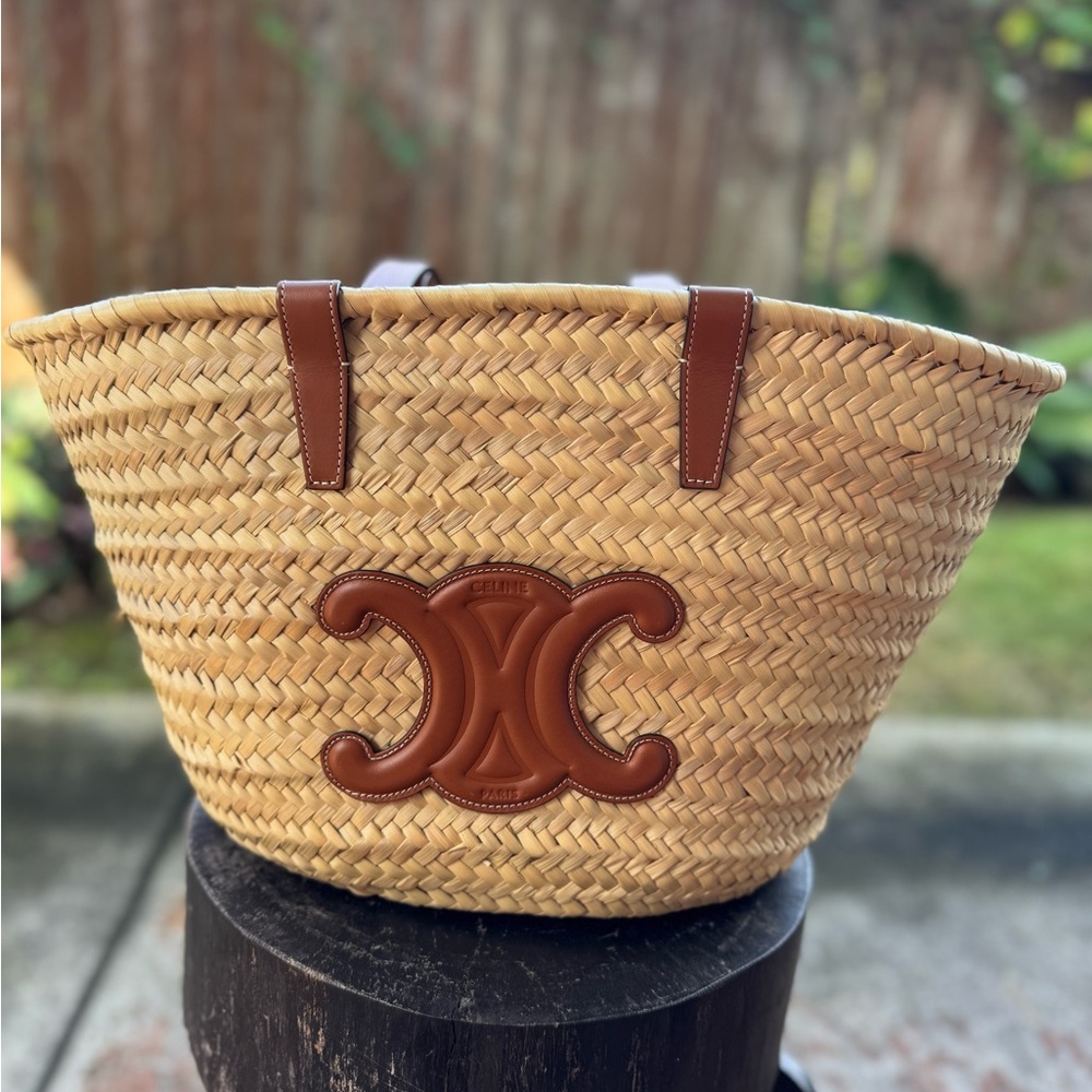 Medium Celine classic painter in Palm leaves and calfskin Bag